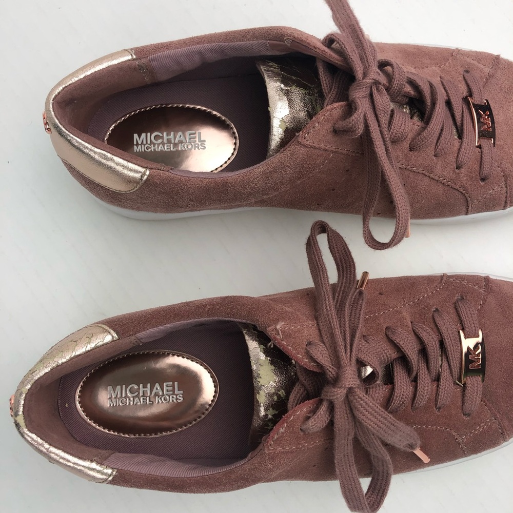 Michael Kors Women's Dusty Rose Suede Sneakers - Picture 6 of 15